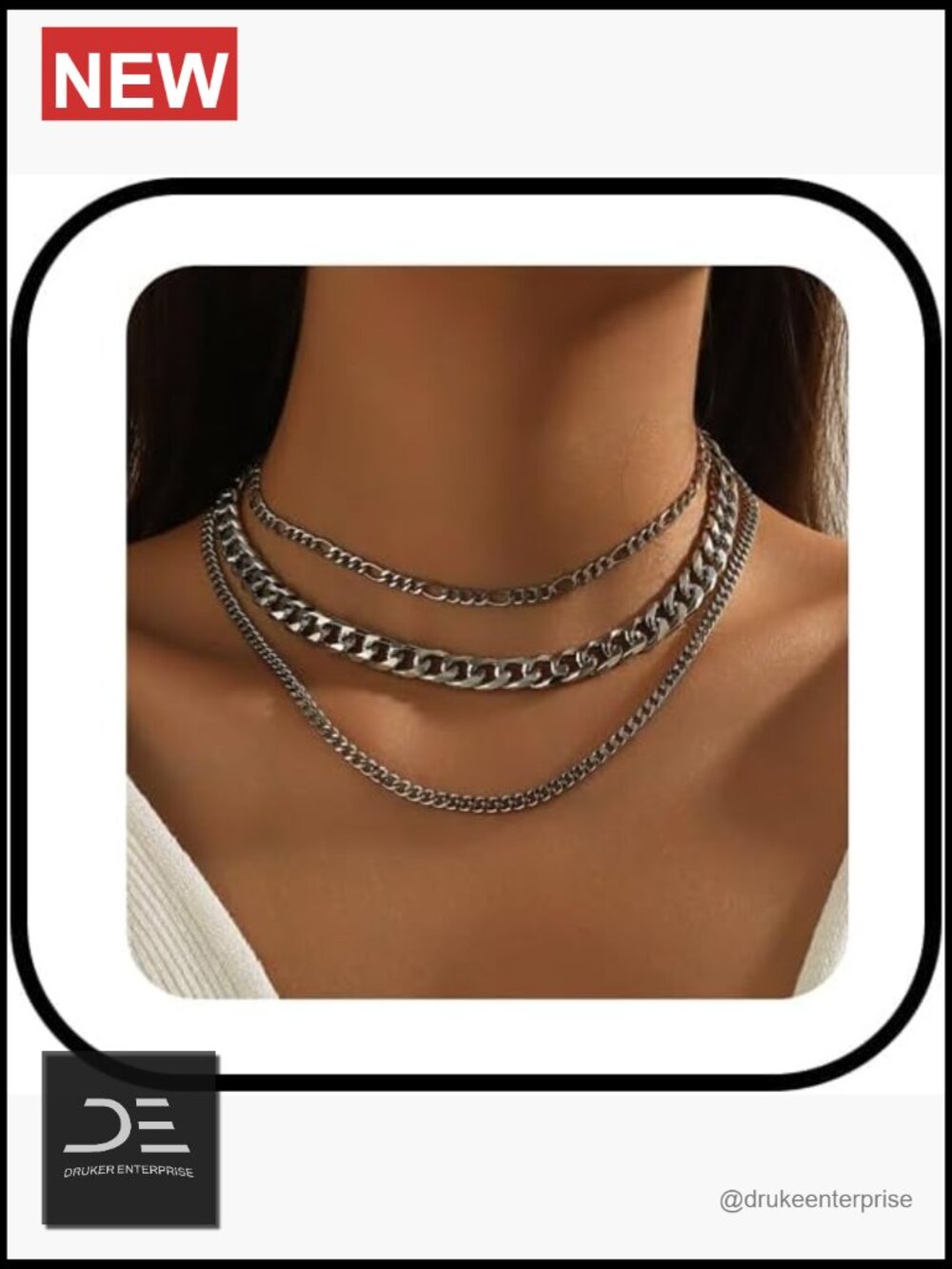 Chunky Gold Layered Cuban Link Necklace Stackable Thick Chain Hip Hop